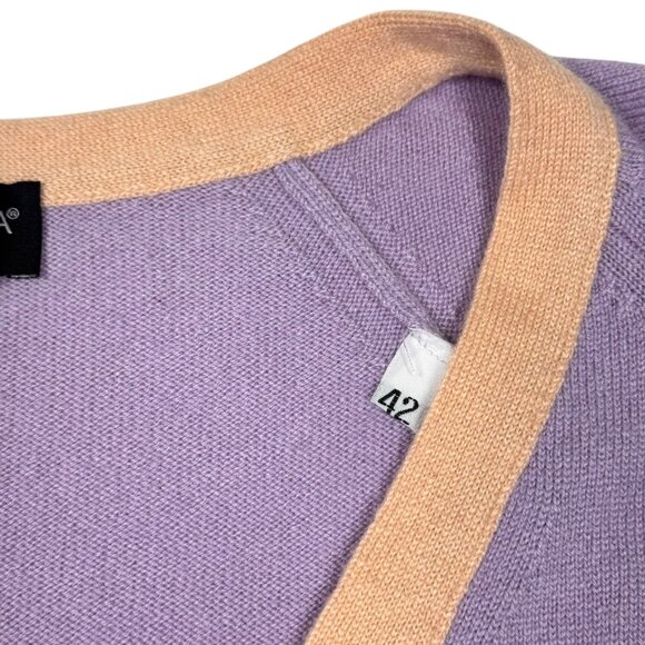 Authentic VTG Dolce & Gabbana Cashmere Sweater Sz 6 Purple Bow Coquette - Picture 7 of 12